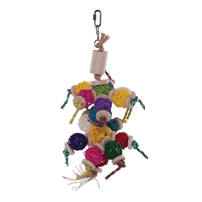 Colourful Wicker Balls With Decoration Bird Toy Medium Pet