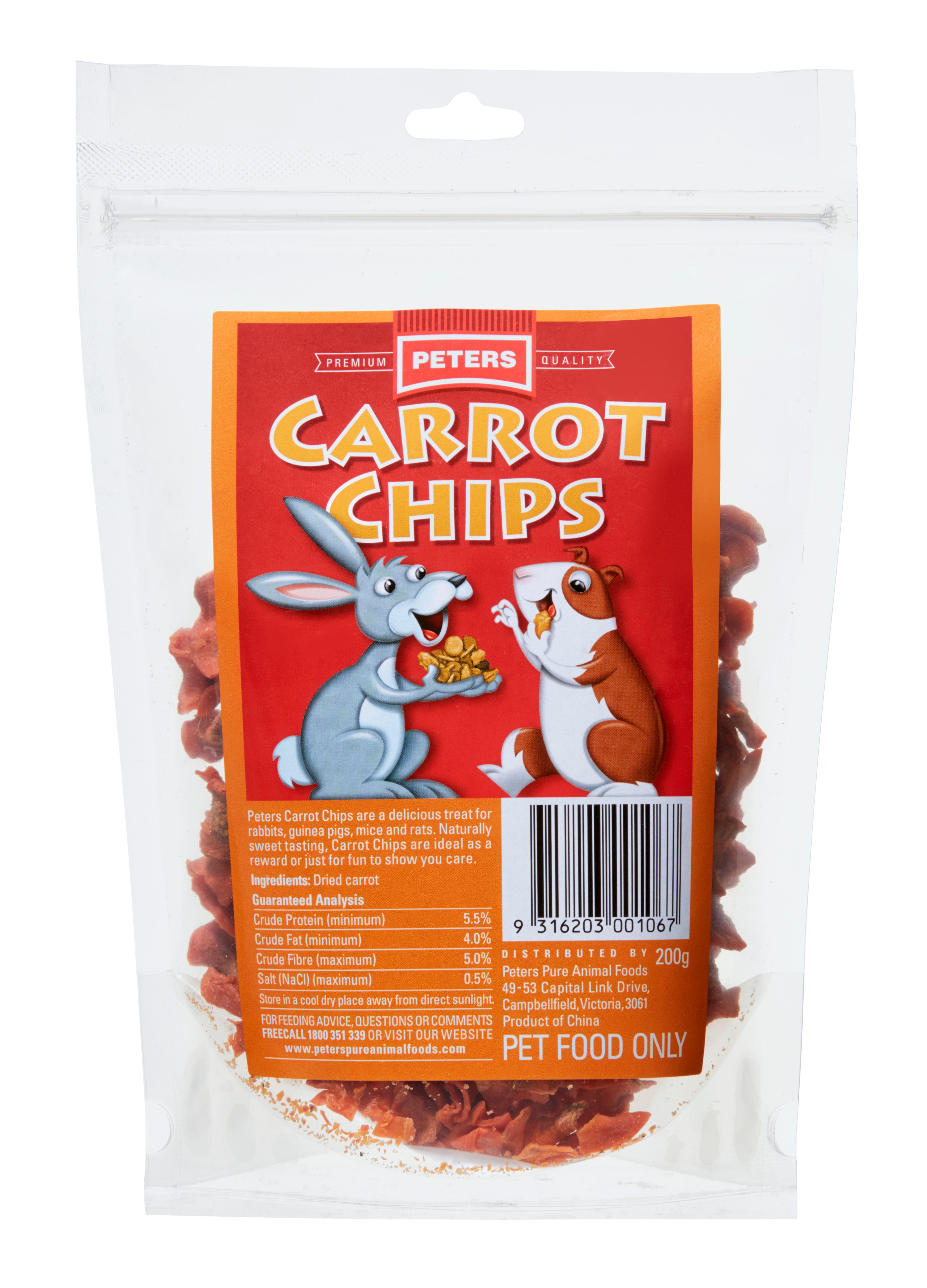 Carrot Chips Small Animal Treats 200g Pet